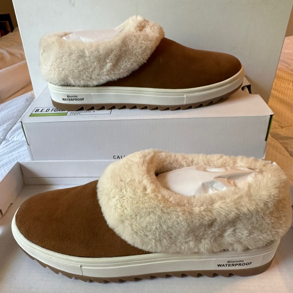 Blonde Siri Waterproof Slip-on Camel Suede Sneaker - Leather Upper